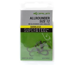   Korum Supersteel Allrounder Szakáll nélküli Horog (Barbless) - 12