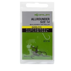  Korum Supersteel Allrounder Szakáll nélküli Horog (Barbless) - 14