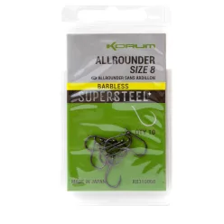   Korum Supersteel Allrounder Szakáll nélküli Horog (Barbless) - 8