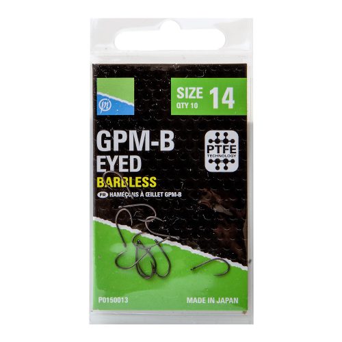 Preston GPM-B Eyed Szakáll nélküli Horog (Barbless) -  14 
