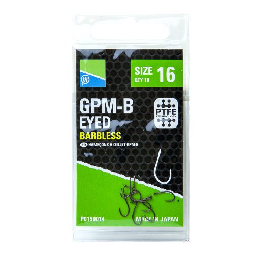 Preston GPM-B Eyed Szakáll nélküli Horog (Barbless) -  16